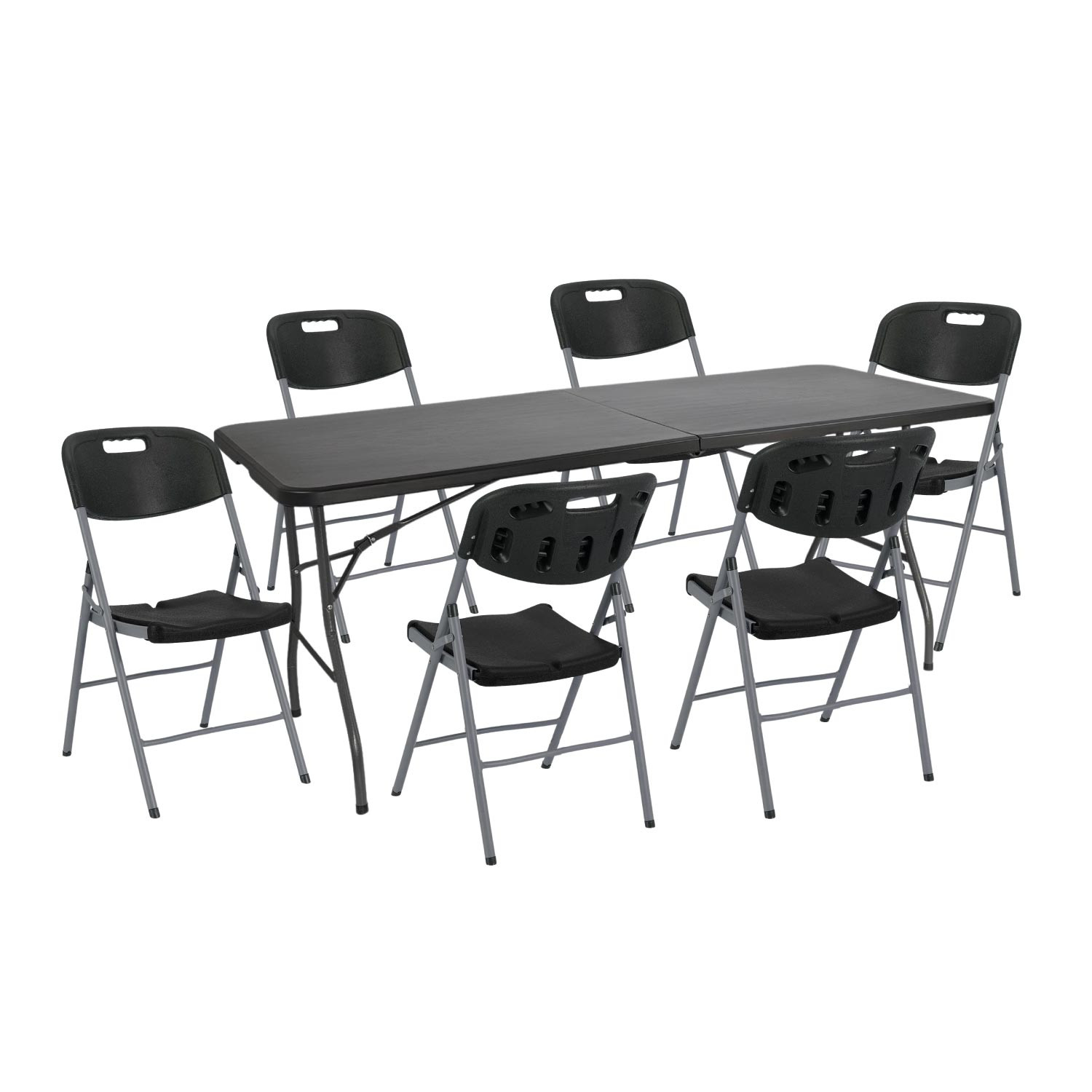 Mesa dobrável 180cm e 6 cadeiras com pega Restauração O91 Conjuntos de jardim 1